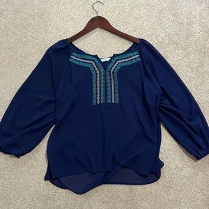 Navy Blouse Top